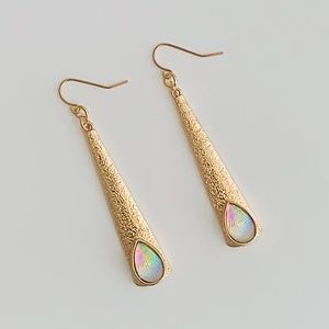 Iridescent~Gold Metal Earrings